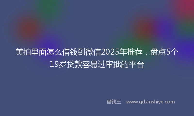 美拍里面怎么借钱到微信2025年推荐，盘点5个19岁贷款容易过审批的平台