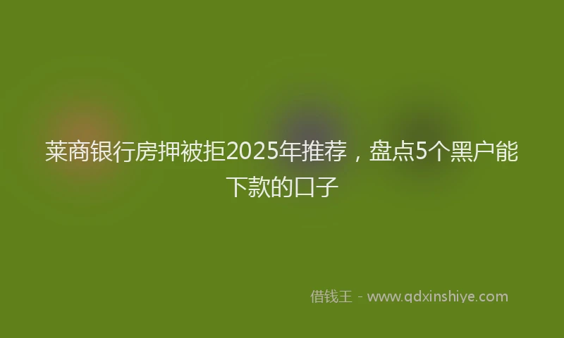 莱商银行房押被拒2025年推荐，盘点5个黑户能下款的口子