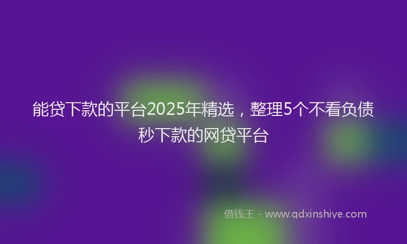 能贷下款的平台2025年精选，整理5个不看负债秒下款的网贷平台