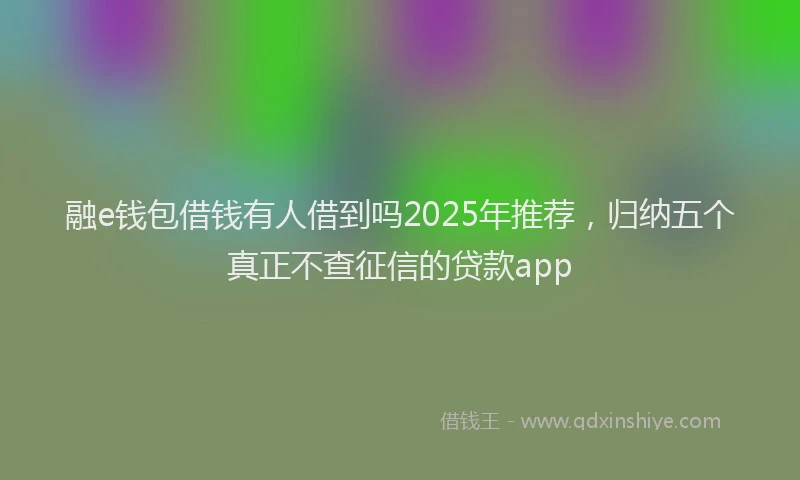 融e钱包借钱有人借到吗2025年推荐，归纳五个真正不查征信的贷款app