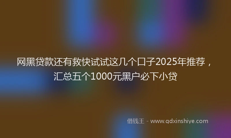 网黑贷款还有救快试试这几个口子2025年推荐，汇总五个1000元黑户必下小贷