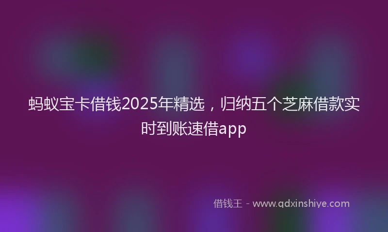 蚂蚁宝卡借钱2025年精选，归纳五个芝麻借款实时到账速借app