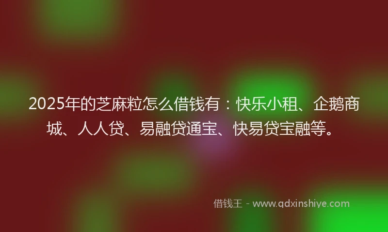 2025年的芝麻粒怎么借钱有：快乐小租、企鹅商城、人人贷、易融贷通宝、快易贷宝融等。