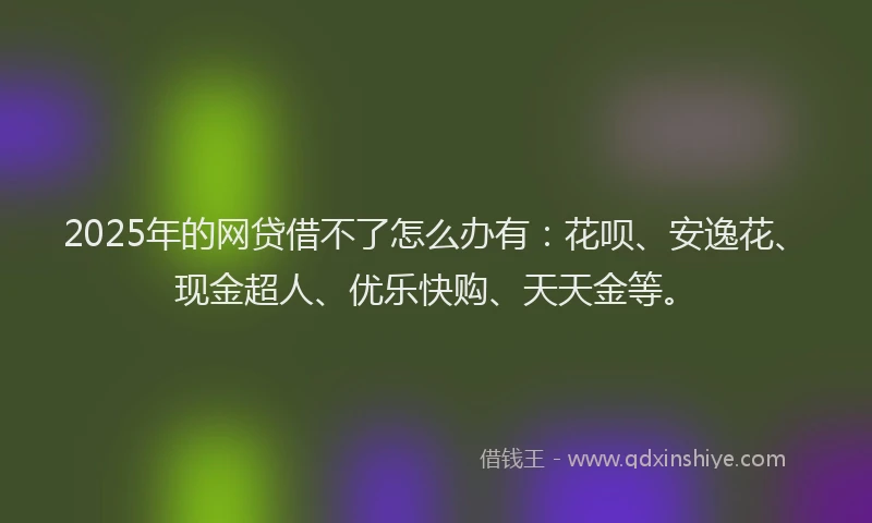 2025年的网贷借不了怎么办有：花呗、安逸花、现金超人、优乐快购、天天金等。