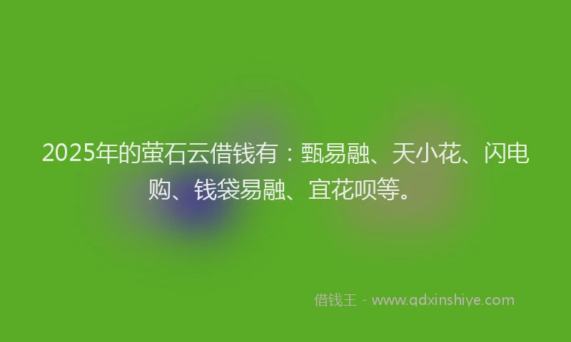 2025年的萤石云借钱有：甄易融、天小花、闪电购、钱袋易融、宜花呗等。