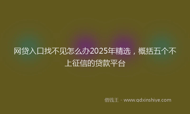 网贷入口找不见怎么办2025年精选，概括五个不上征信的贷款平台