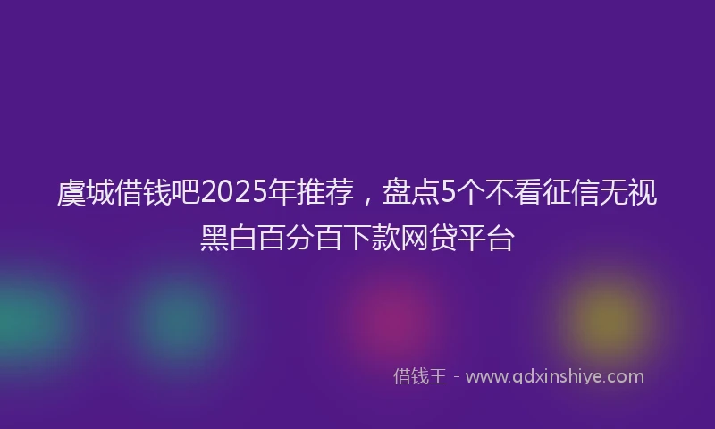 虞城借钱吧2025年推荐，盘点5个不看征信无视黑白百分百下款网贷平台