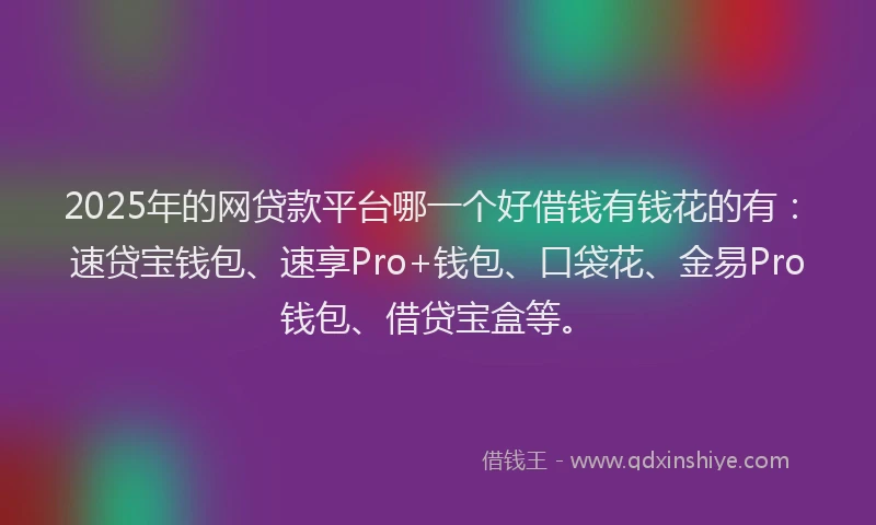 2025年的网贷款平台哪一个好借钱有钱花的有：速贷宝钱包、速享Pro+钱包、口袋花、金易Pro钱包、借贷宝盒等。