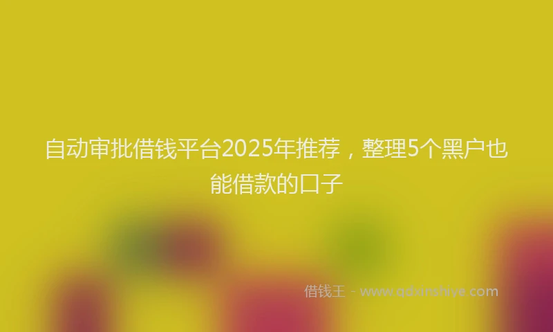 自动审批借钱平台2025年推荐，整理5个黑户也能借款的口子