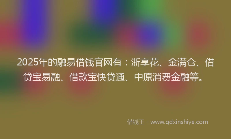 2025年的融易借钱官网有：浙享花、金满仓、借贷宝易融、借款宝快贷通、中原消费金融等。