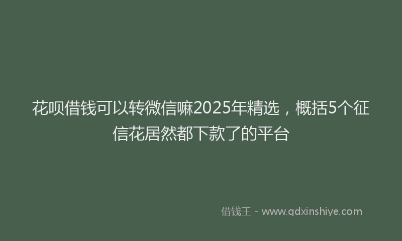 花呗借钱可以转微信嘛2025年精选，概括5个征信花居然都下款了的平台