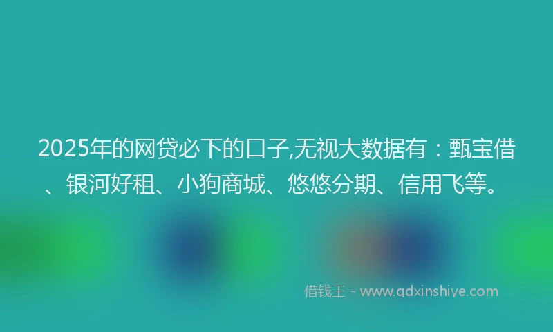 2025年的网贷必下的口子,无视大数据有：甄宝借、银河好租、小狗商城、悠悠分期、信用飞等。
