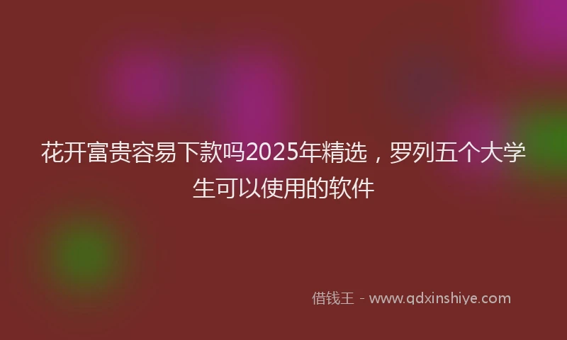 花开富贵容易下款吗2025年精选，罗列五个大学生可以使用的软件