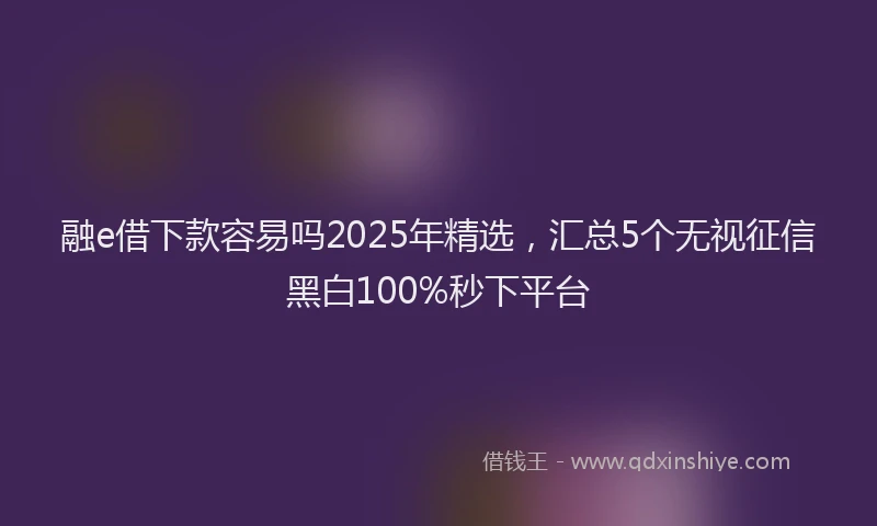 融e借下款容易吗2025年精选，汇总5个无视征信黑白100%秒下平台