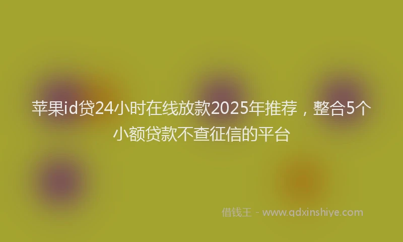 苹果id贷24小时在线放款2025年推荐，整合5个小额贷款不查征信的平台