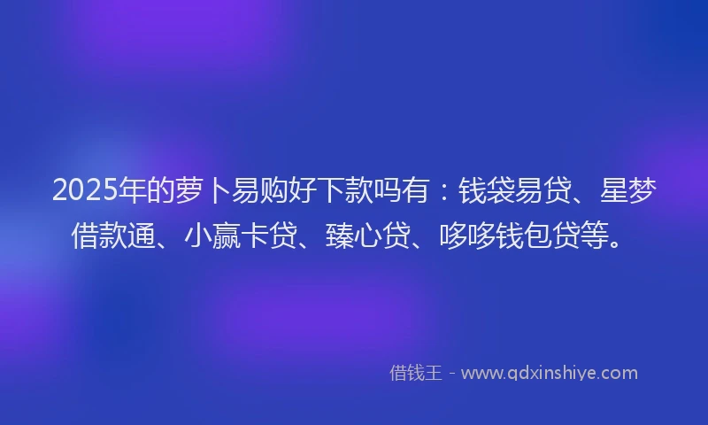 2025年的萝卜易购好下款吗有：钱袋易贷、星梦借款通、小赢卡贷、臻心贷、哆哆钱包贷等。
