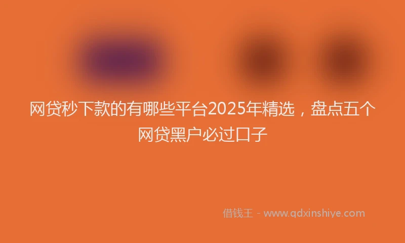 网贷秒下款的有哪些平台2025年精选，盘点五个网贷黑户必过口子
