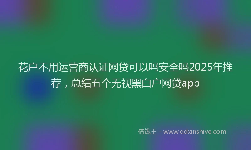花户不用运营商认证网贷可以吗安全吗2025年推荐，总结五个无视黑白户网贷app