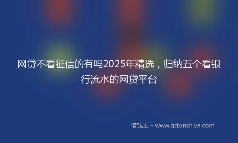 网贷不看征信的有吗2025年精选，归纳五个看银行流水的网贷平台