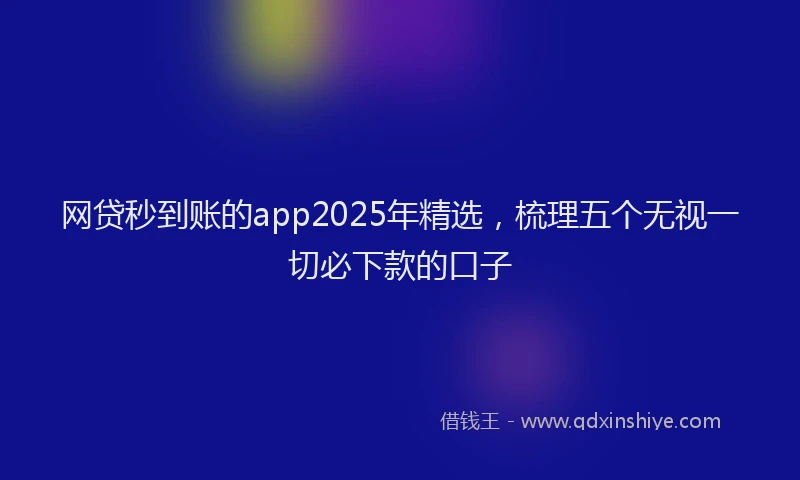 网贷秒到账的app2025年精选，梳理五个无视一切必下款的口子
