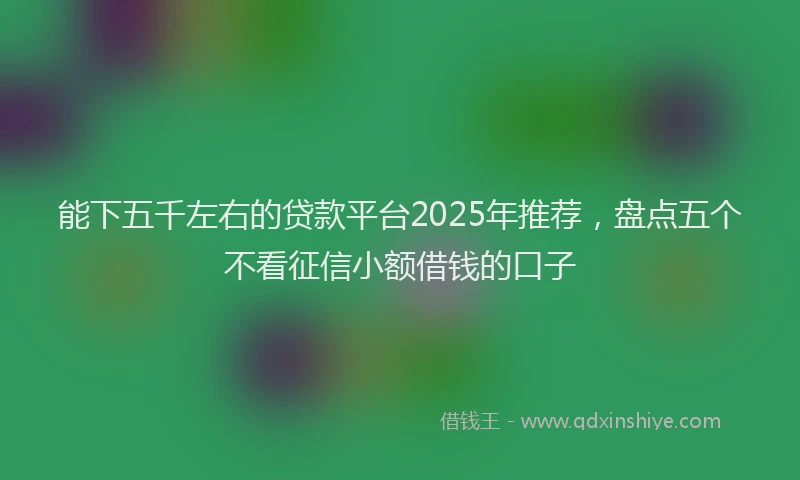 能下五千左右的贷款平台2025年推荐，盘点五个不看征信小额借钱的口子