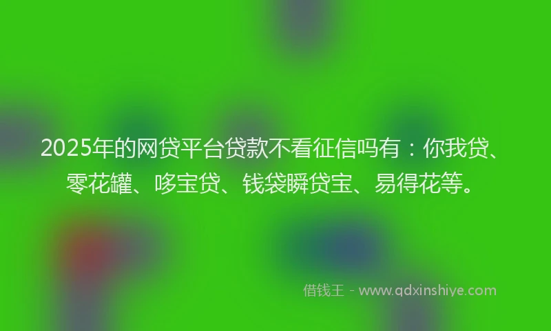 2025年的网贷平台贷款不看征信吗有：你我贷、零花罐、哆宝贷、钱袋瞬贷宝、易得花等。