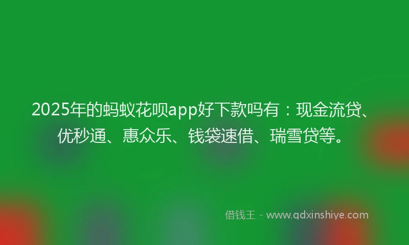 2025年的蚂蚁花呗app好下款吗有：现金流贷、优秒通、惠众乐、钱袋速借、瑞雪贷等。