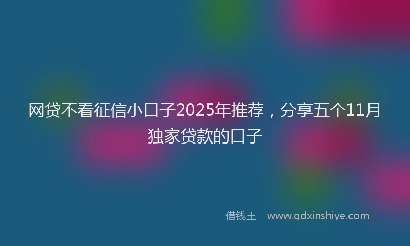 网贷不看征信小口子2025年推荐，分享五个11月独家贷款的口子