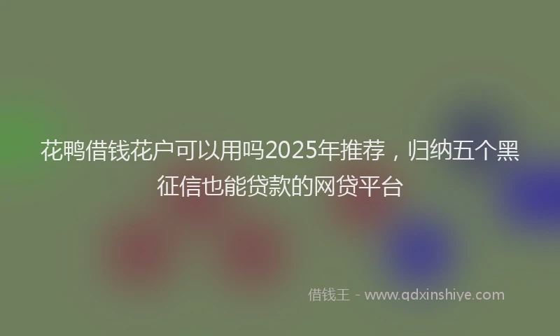 花鸭借钱花户可以用吗2025年推荐，归纳五个黑征信也能贷款的网贷平台
