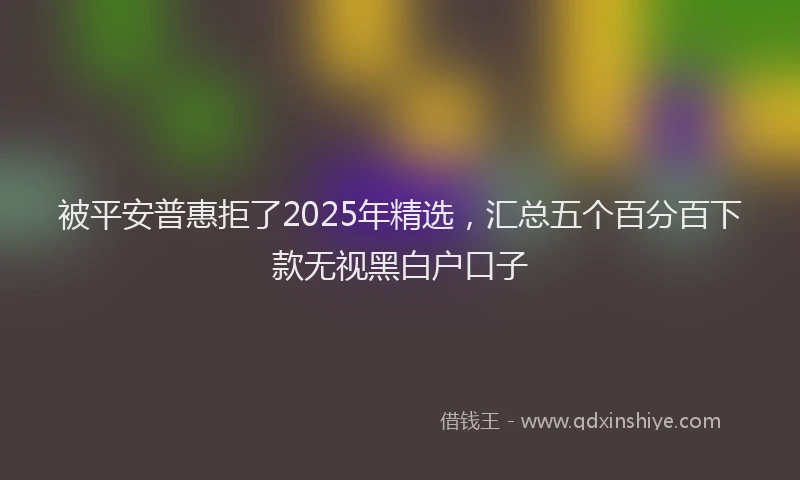 被平安普惠拒了2025年精选，汇总五个百分百下款无视黑白户口子