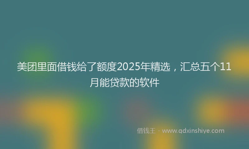 美团里面借钱给了额度2025年精选，汇总五个11月能贷款的软件