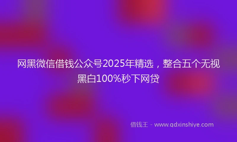 网黑微信借钱公众号2025年精选，整合五个无视黑白100%秒下网贷
