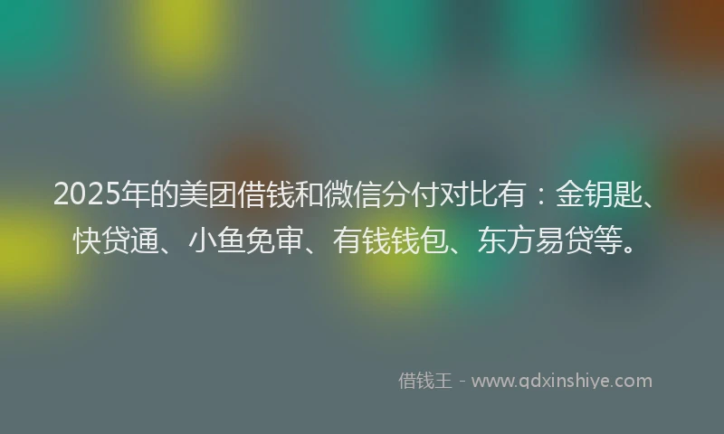 2025年的美团借钱和微信分付对比有：金钥匙、快贷通、小鱼免审、有钱钱包、东方易贷等。