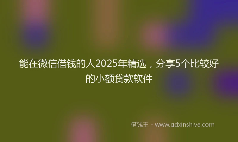 能在微信借钱的人2025年精选，分享5个比较好的小额贷款软件