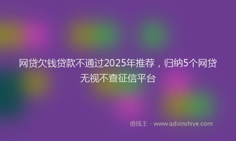 网贷欠钱贷款不通过2025年推荐，归纳5个网贷无视不查征信平台
