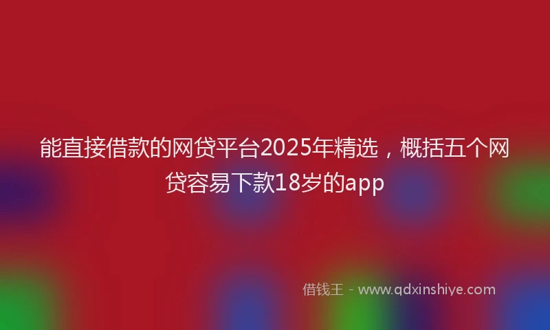 能直接借款的网贷平台2025年精选，概括五个网贷容易下款18岁的app