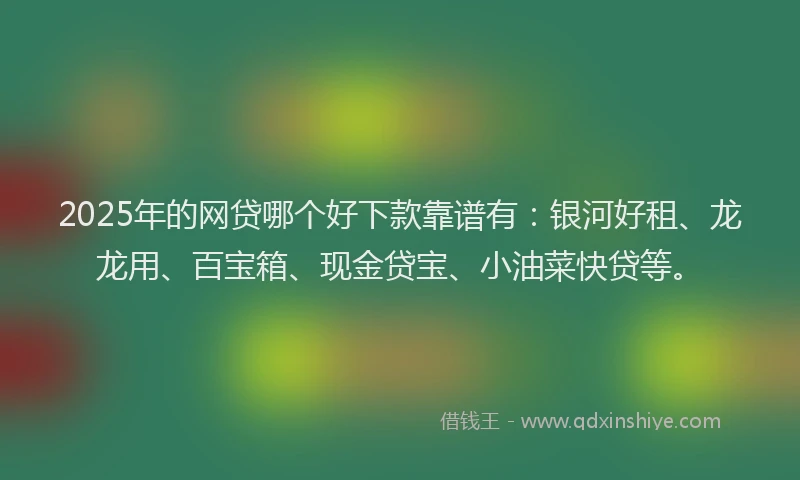 2025年的网贷哪个好下款靠谱有：银河好租、龙龙用、百宝箱、现金贷宝、小油菜快贷等。