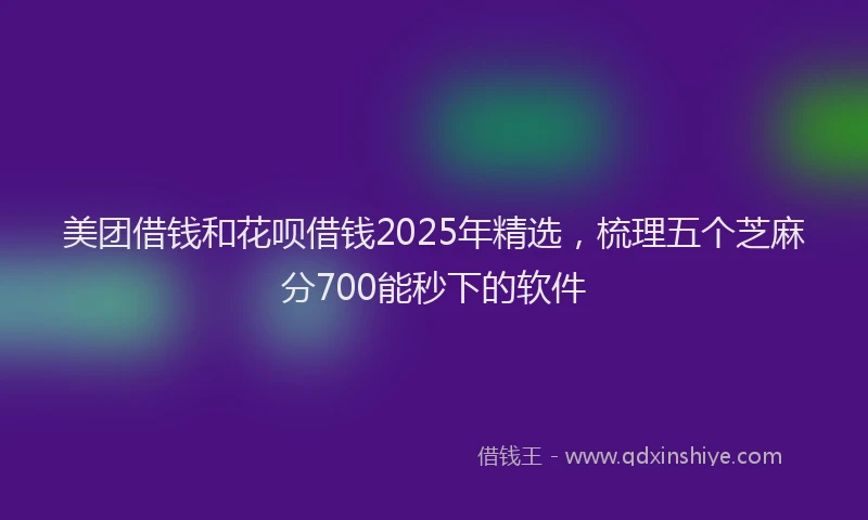 美团借钱和花呗借钱2025年精选，梳理五个芝麻分700能秒下的软件