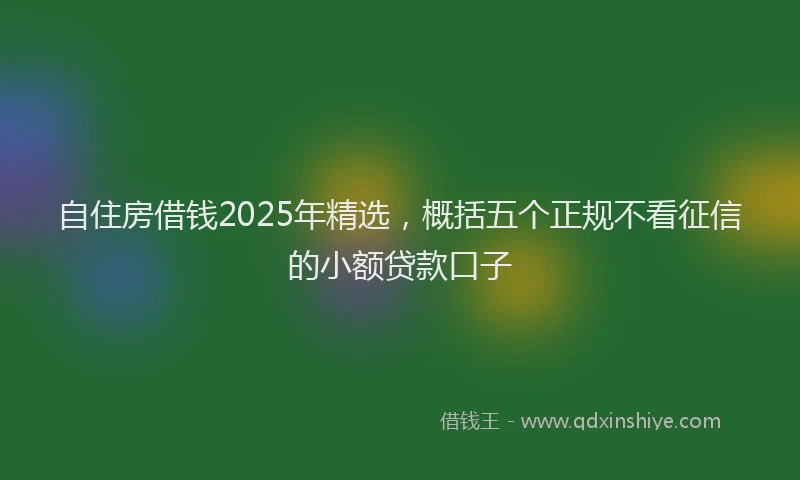 自住房借钱2025年精选，概括五个正规不看征信的小额贷款口子