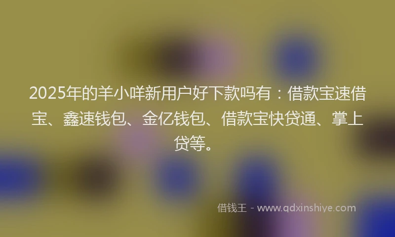 2025年的羊小咩新用户好下款吗有：借款宝速借宝、鑫速钱包、金亿钱包、借款宝快贷通、掌上贷等。