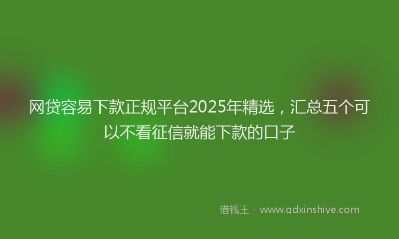 网贷容易下款正规平台2025年精选，汇总五个可以不看征信就能下款的口子