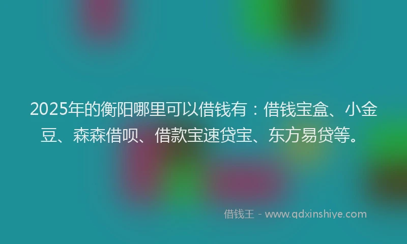 2025年的衡阳哪里可以借钱有：借钱宝盒、小金豆、森森借呗、借款宝速贷宝、东方易贷等。