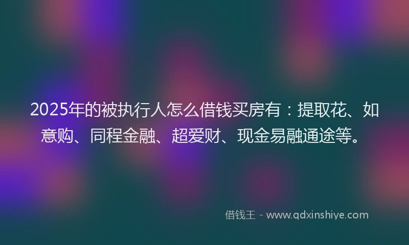 2025年的被执行人怎么借钱买房有：提取花、如意购、同程金融、超爱财、现金易融通途等。