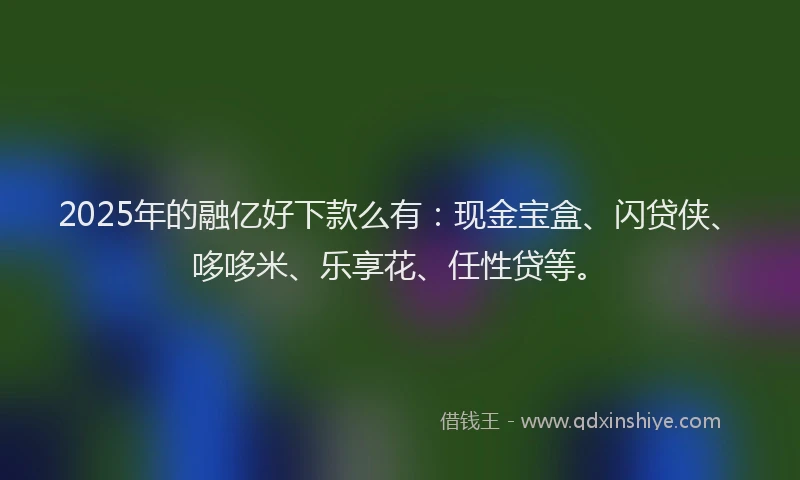 2025年的融亿好下款么有：现金宝盒、闪贷侠、哆哆米、乐享花、任性贷等。