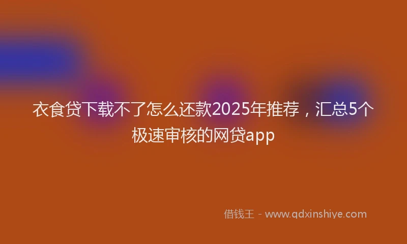 衣食贷下载不了怎么还款2025年推荐，汇总5个极速审核的网贷app