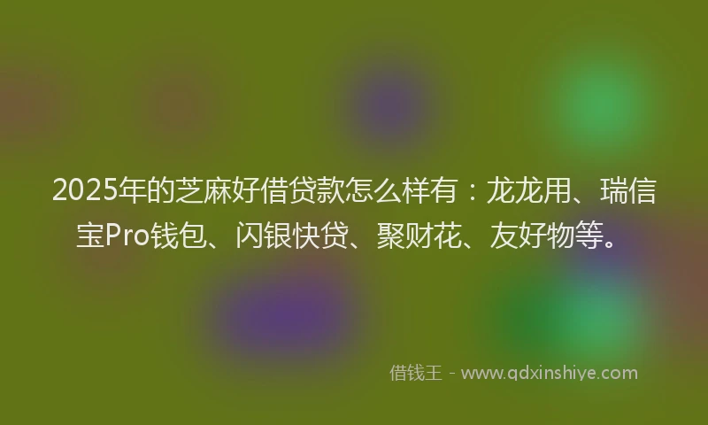 2025年的芝麻好借贷款怎么样有:龙龙用、瑞信宝Pro钱包、闪银快贷、聚财花、友好物等。