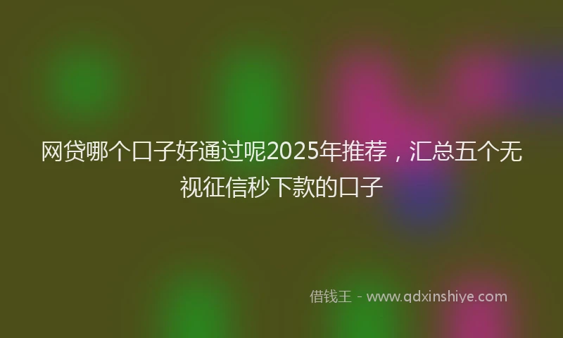 网贷哪个口子好通过呢2025年推荐，汇总五个无视征信秒下款的口子