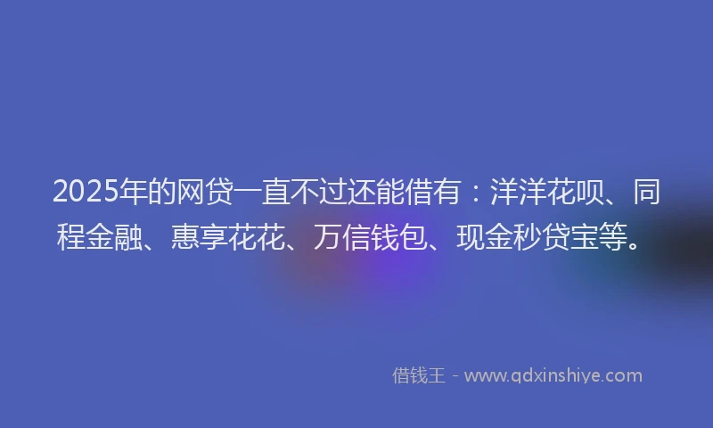 2025年的网贷一直不过还能借有：洋洋花呗、同程金融、惠享花花、万信钱包、现金秒贷宝等。