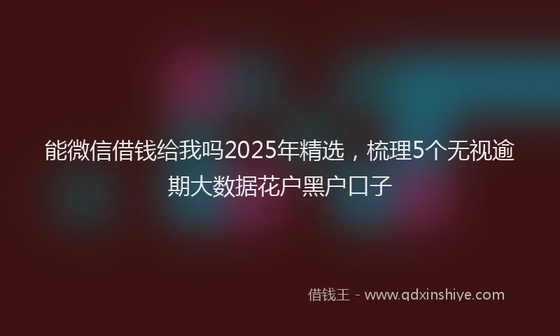 能微信借钱给我吗2025年精选，梳理5个无视逾期大数据花户黑户口子