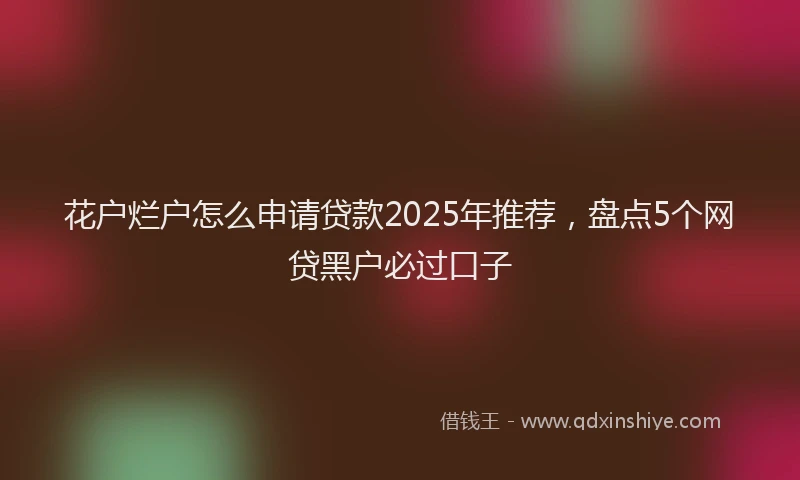 花户烂户怎么申请贷款2025年推荐，盘点5个网贷黑户必过口子